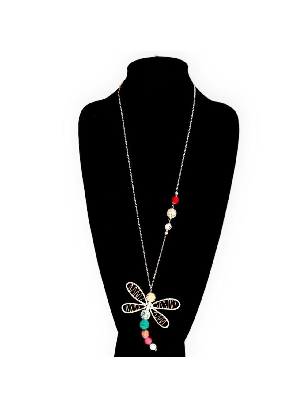 JJill Colorful Dragonfly Pendant Necklace New - Picture 2 of 7